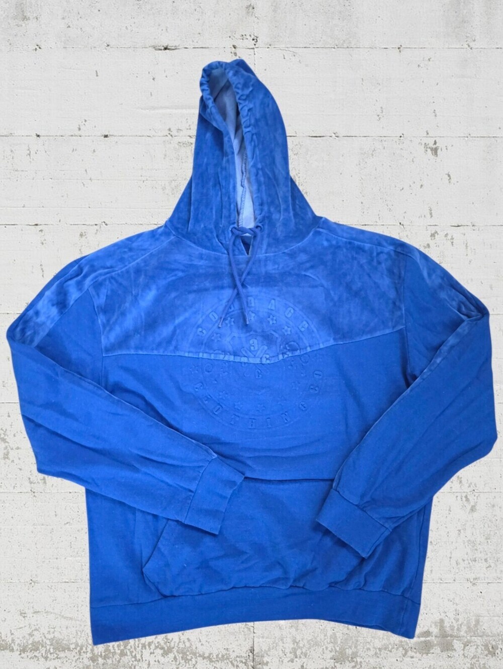 Courage Clothing Co Velour Hoodie XL Blue Embossed Logo Pullover Streetwear